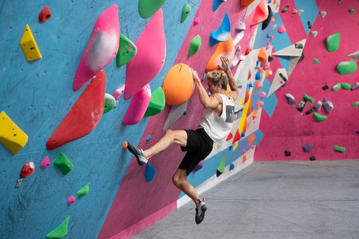A climber progressing at BFF Climb